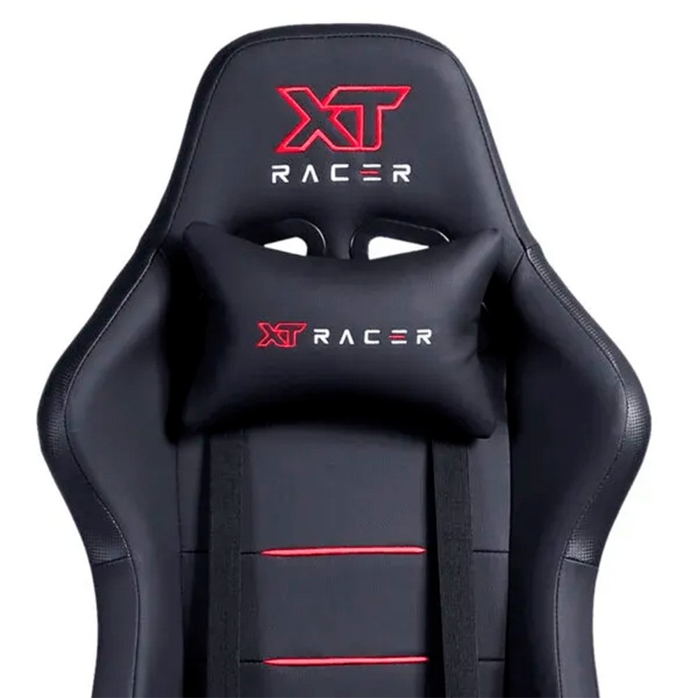 Imagem 10 de 16 do produto Cadeira Gamer XT Racer Attack, Até 120Kg, Reclinável, Com Almofadas, Cilindro de Gás Classe 4, Couro PU, Preta e Vermelha - XTR-056