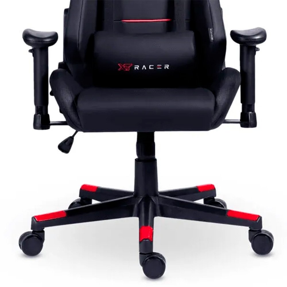 Imagem 11 de 16 do produto Cadeira Gamer XT Racer Attack, Até 120Kg, Reclinável, Com Almofadas, Cilindro de Gás Classe 4, Couro PU, Preta e Vermelha - XTR-056