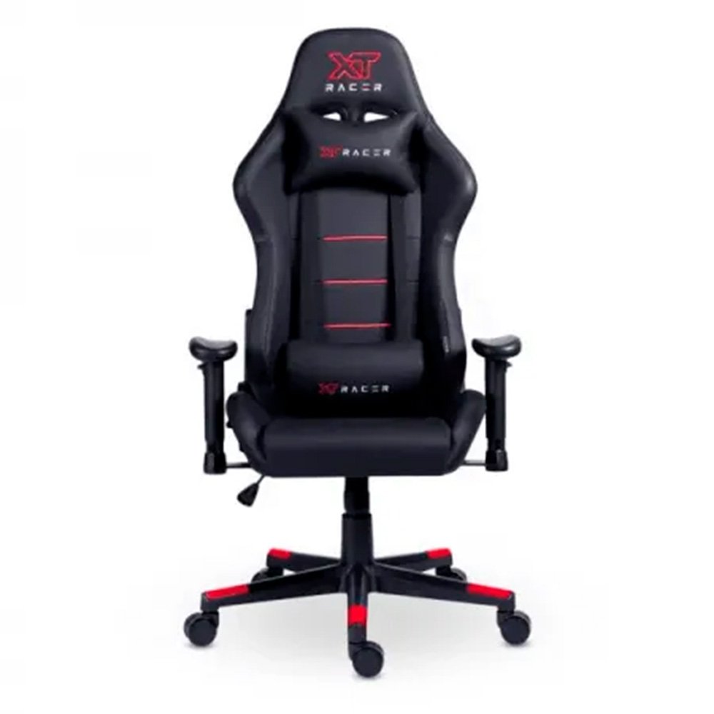 Imagem 13 de 16 do produto Cadeira Gamer XT Racer Attack, Até 120Kg, Reclinável, Com Almofadas, Cilindro de Gás Classe 4, Couro PU, Preta e Vermelha - XTR-056