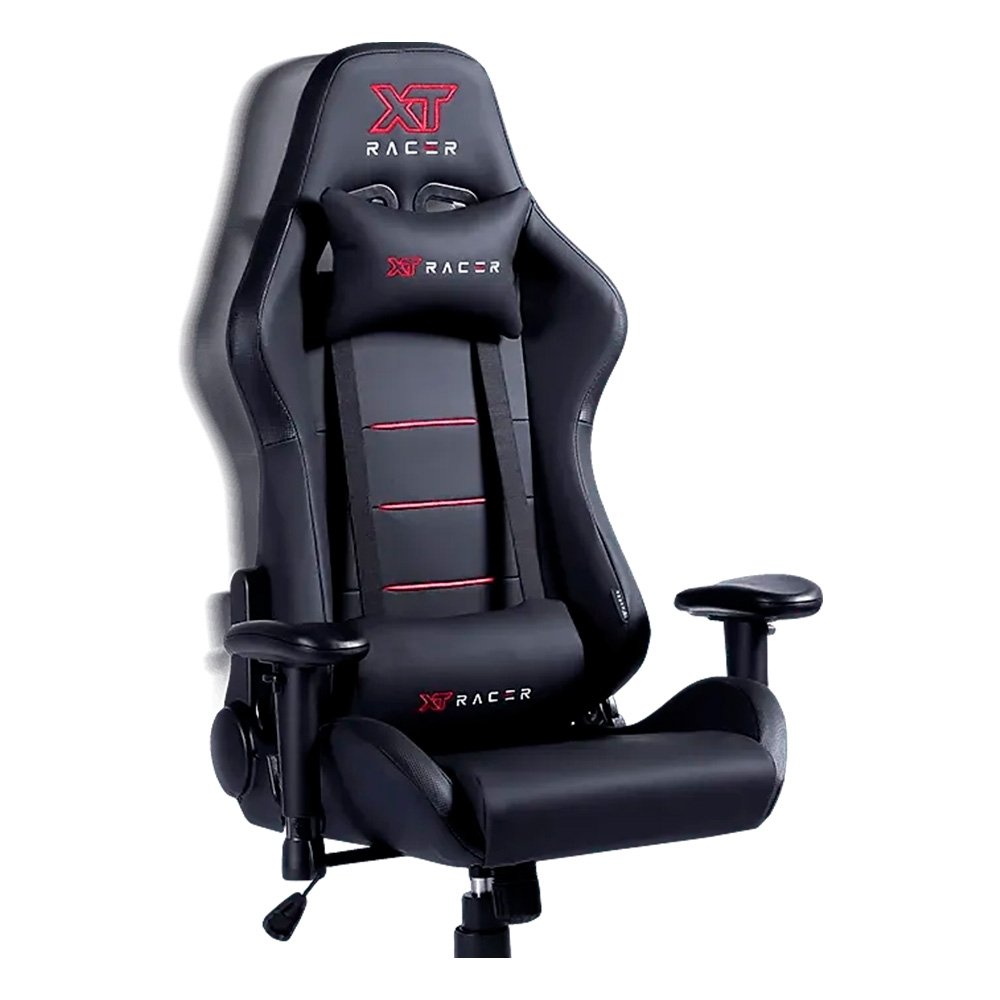 Imagem 16 de 16 do produto Cadeira Gamer XT Racer Attack, Até 120Kg, Reclinável, Com Almofadas, Cilindro de Gás Classe 4, Couro PU, Preta e Vermelha - XTR-056