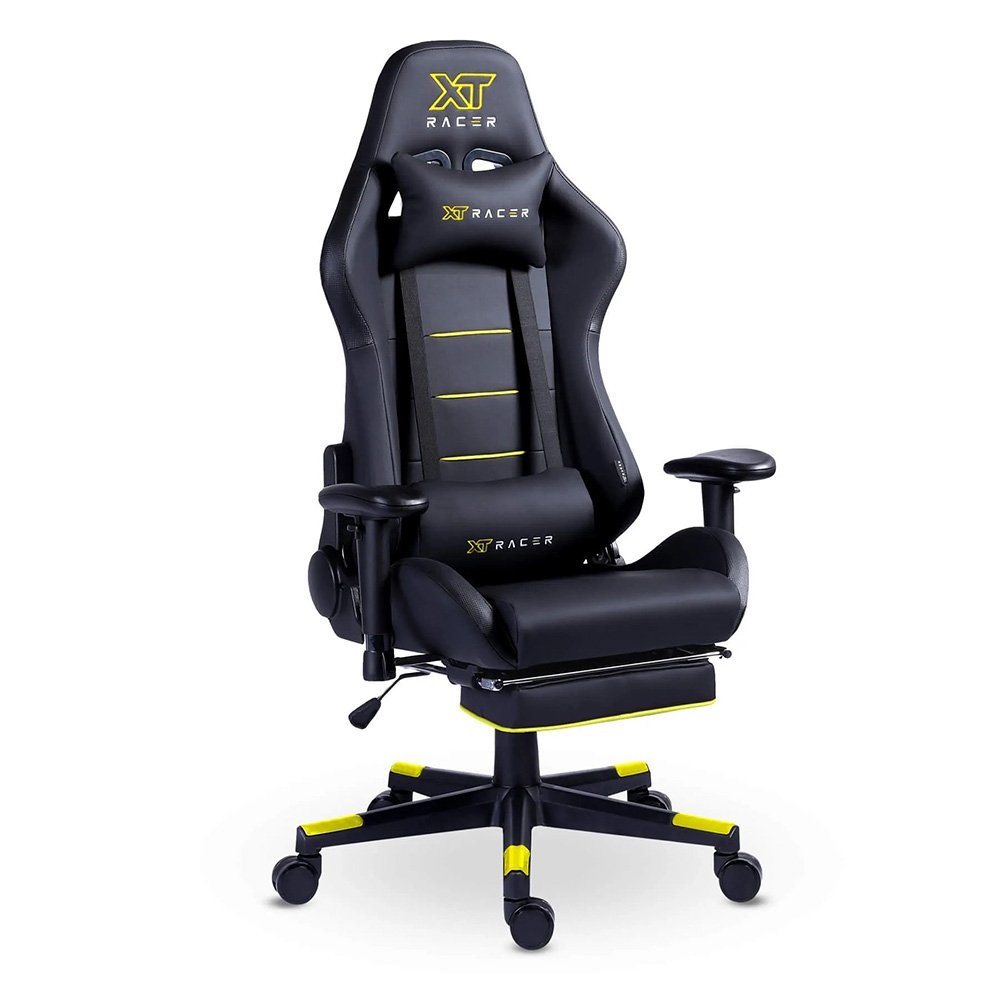 Cadeira Gamer XT Racer Attack, Até 120Kg, Reclinável, Apoio de Pés Retrátil, Cilindro de Gás Classe 4, Couro PU, Preta e Amarela - XTR-057 - view 2