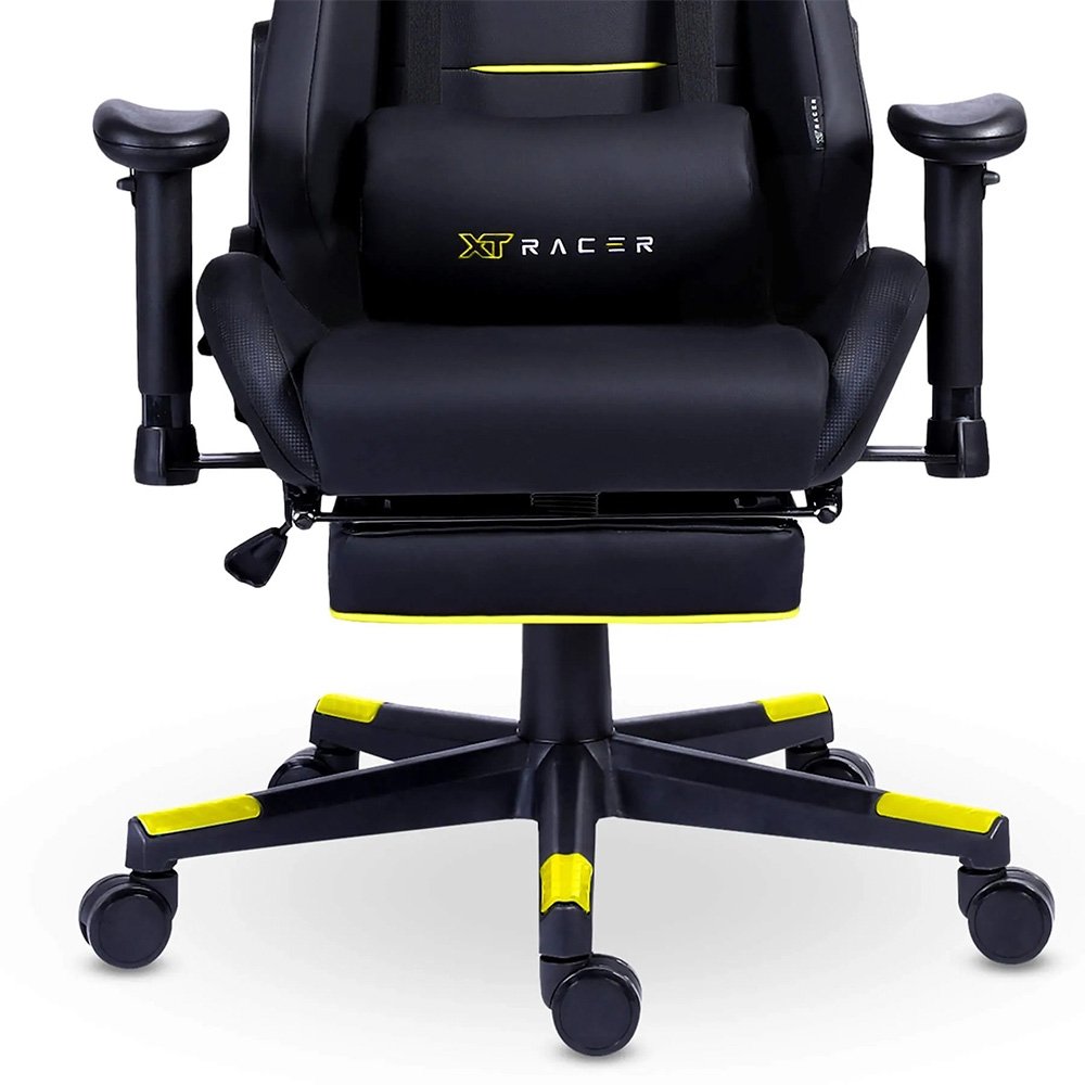 Cadeira Gamer XT Racer Attack, Até 120Kg, Reclinável, Apoio de Pés Retrátil, Cilindro de Gás Classe 4, Couro PU, Preta e Amarela - XTR-057 - view 4