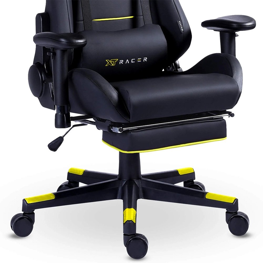 Cadeira Gamer XT Racer Attack, Até 120Kg, Reclinável, Apoio de Pés Retrátil, Cilindro de Gás Classe 4, Couro PU, Preta e Amarela - XTR-057 - view 5