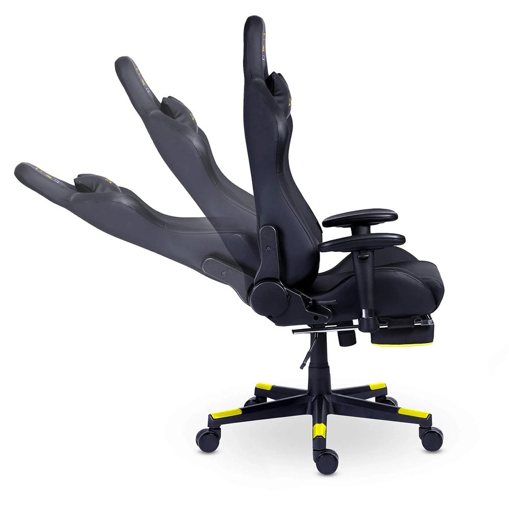 Cadeira Gamer XT Racer Attack, Até 120Kg, Reclinável, Apoio de Pés Retrátil, Cilindro de Gás Classe 4, Couro PU, Preta e Amarela - XTR-057 - view 7