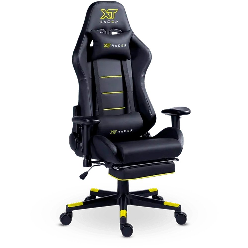 Cadeira Gamer XT Racer Attack, Até 120Kg, Reclinável, Apoio de Pés Retrátil, Cilindro de Gás Classe 4, Couro PU, Preta e Amarela - XTR-057 - view 12