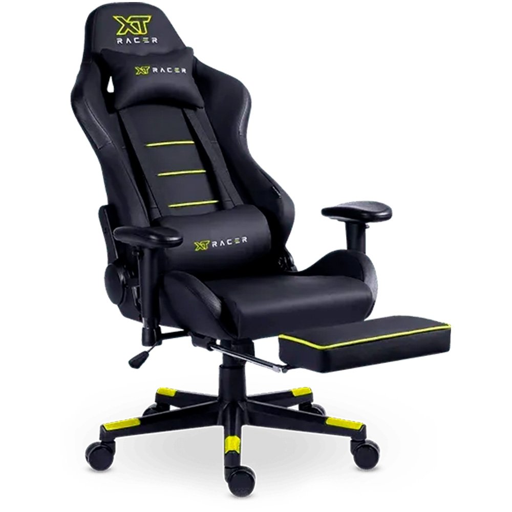 Cadeira Gamer XT Racer Attack, Até 120Kg, Reclinável, Apoio de Pés Retrátil, Cilindro de Gás Classe 4, Couro PU, Preta e Amarela - XTR-057 - view 13