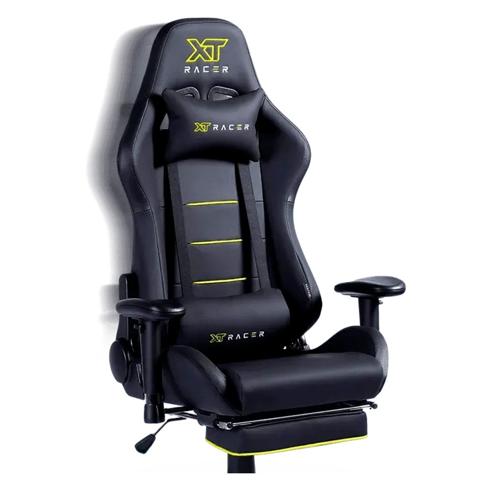 Cadeira Gamer XT Racer Attack, Até 120Kg, Reclinável, Apoio de Pés Retrátil, Cilindro de Gás Classe 4, Couro PU, Preta e Amarela - XTR-057 - view 14
