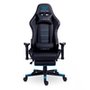 Cadeira Gamer XT Racer Attack, Até 120Kg, Reclinável, Apoio de Pés Retrátil, Cilindro de Gás Classe 4, Couro PU, Preta e Azul - XTR-058