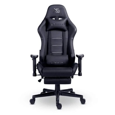 Cadeira Gamer XT Racer Attack, Até 120Kg, Reclinável, Apoio de Pés Retrátil, Cilindro de Gás Classe 4, Couro PU, Preta e Prata - XTR-060
