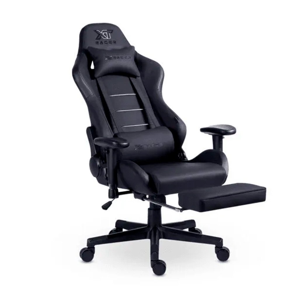 Cadeira Gamer XT Racer Attack, Até 120Kg, Reclinável, Apoio de Pés Retrátil, Cilindro de Gás Classe 4, Couro PU, Preta e Prata - XTR-060 Cadeira Gamer XT Racer Attack, Até 120Kg, Reclinável, Apoio de Pés Retrátil, Cilindro de Gás Classe 4, Couro PU, Preta e Prata - XTR-060