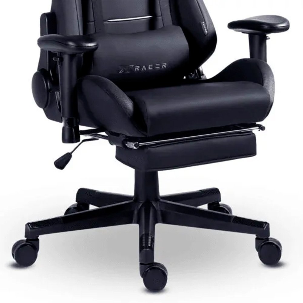 Imagem 10 de 15 do produto Cadeira Gamer XT Racer Attack, Até 120Kg, Reclinável, Apoio de Pés Retrátil, Cilindro de Gás Classe 4, Couro PU, Preta e Prata - XTR-060