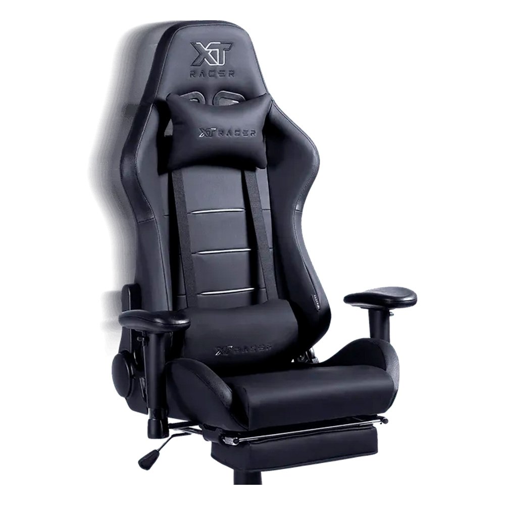 Imagem 14 de 15 do produto Cadeira Gamer XT Racer Attack, Até 120Kg, Reclinável, Apoio de Pés Retrátil, Cilindro de Gás Classe 4, Couro PU, Preta e Prata - XTR-060
