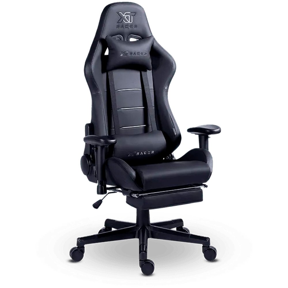 Imagem 15 de 15 do produto Cadeira Gamer XT Racer Attack, Até 120Kg, Reclinável, Apoio de Pés Retrátil, Cilindro de Gás Classe 4, Couro PU, Preta e Prata - XTR-060