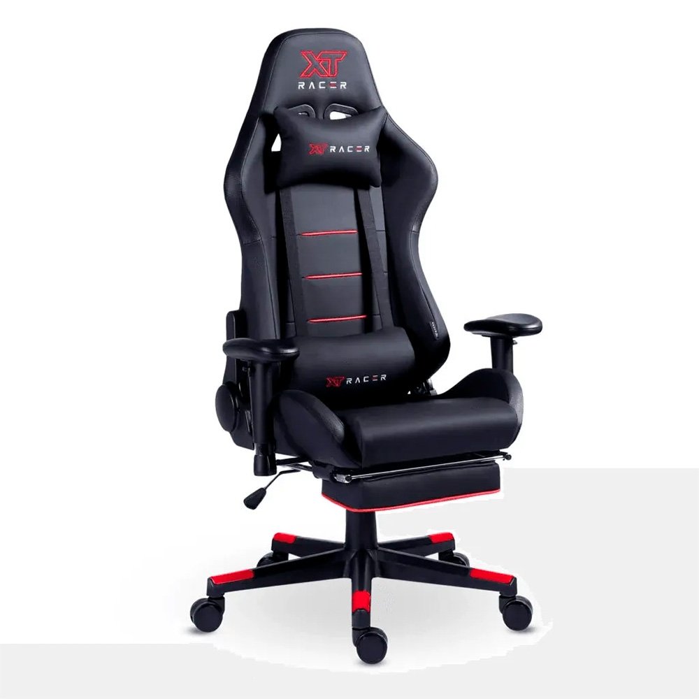 Cadeira Gamer XT Racer Attack, Até 120Kg, Reclinável, Apoio de Pés Retrátil, Cilindro de Gás Classe 4, Couro PU, Preta e Vermelha - XTR-061 - view 2