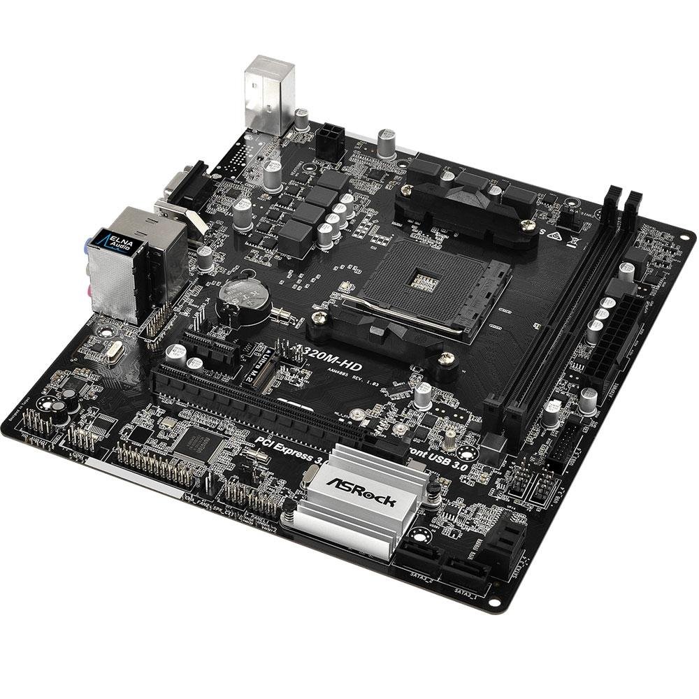 Placa-Mãe ASRock A320M-HD, AMD AM4, mATX, DDR4, Preto - A320M-HD Placa-Mãe ASRock A320M-HD, AMD AM4, mATX, DDR4, Preto - A320M-HD