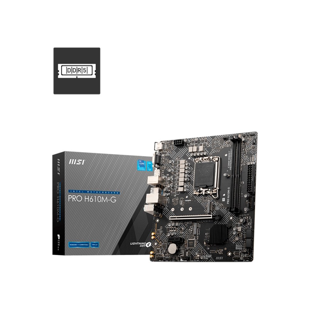 Imagem 2 de 5 do produto Placa-Mãe MSI PRO H610M-G, Intel LGA1700, Micro-ATX, DDR5 - PRO H610M-G DDR5