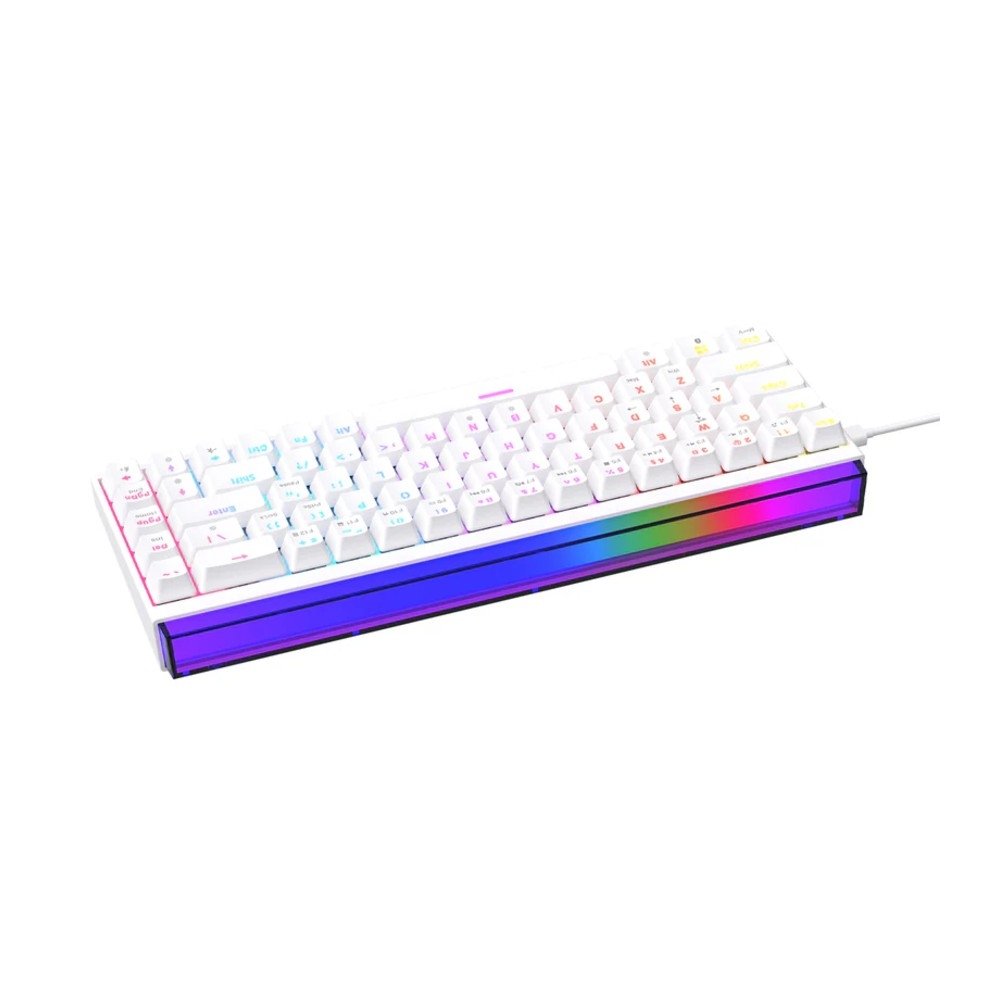 Imagem 5 de 5 do produto Teclado Mecânico Gamer AJAZZ NK68, RGB, Switch Red, Keycaps PBT, Hotswap, Branco - AJAZZ-NK68-W1-OEM-WH-R