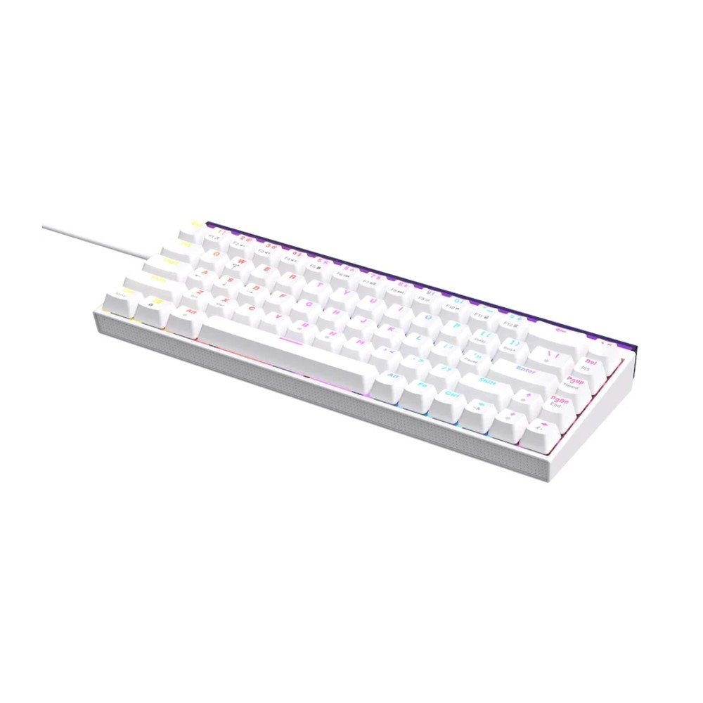 Imagem 4 de 5 do produto Teclado Mecânico Gamer AJAZZ NK68, RGB, Switch Red, Keycaps PBT, Hotswap, Branco - AJAZZ-NK68-W1-OEM-WH-R