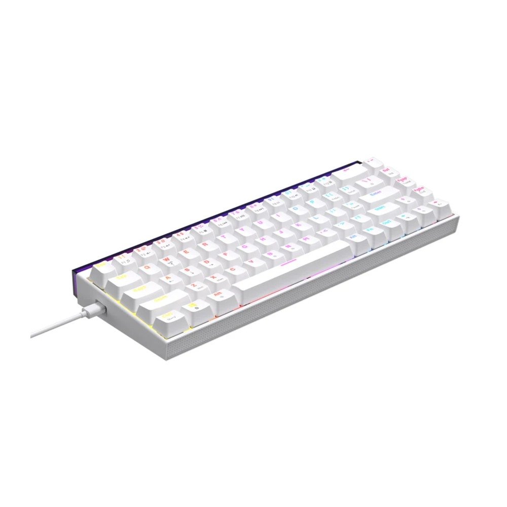 Imagem 3 de 5 do produto Teclado Mecânico Gamer AJAZZ NK68, RGB, Switch Red, Keycaps PBT, Hotswap, Branco - AJAZZ-NK68-W1-OEM-WH-R