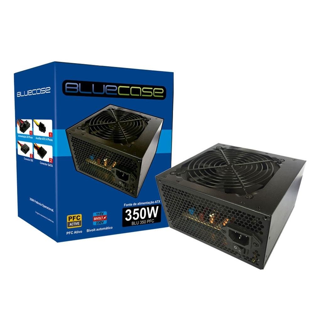 Fonte BlueCase, 350W, PFC Ativo, Com Cabo, Preto - BLU350PFC Fonte BlueCase, 350W, PFC Ativo, Com Cabo, Preto - BLU350PFC