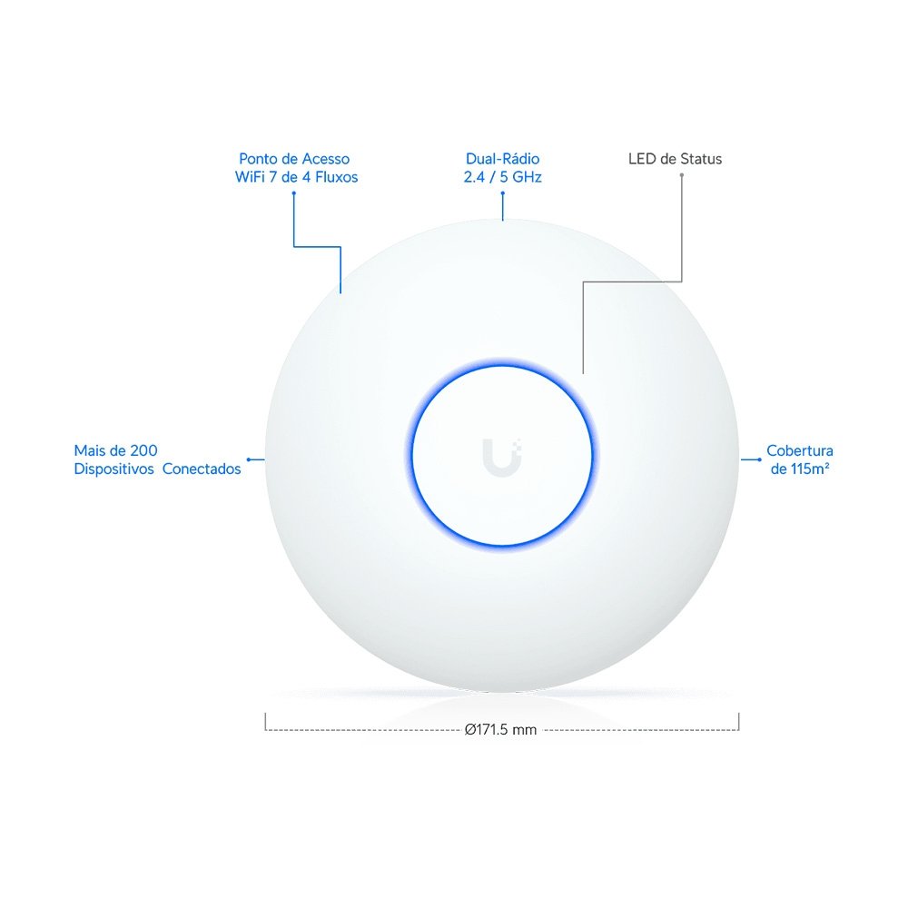 Access Point Ubiquiti UniFi U7-Lite, Wi-Fi 7, Porta 2.5GbE, Sem Fonte - U7-LITE - view 9