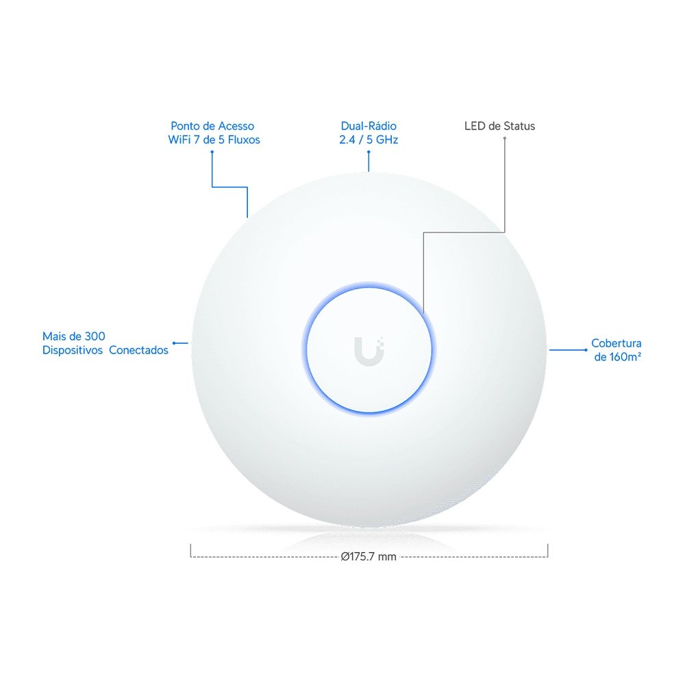 Access Point Ubiquiti Unifi U7-LR, Wi-Fi 7, Porta 2.5GbE, Sem Fonte ? U7-LR - view 9