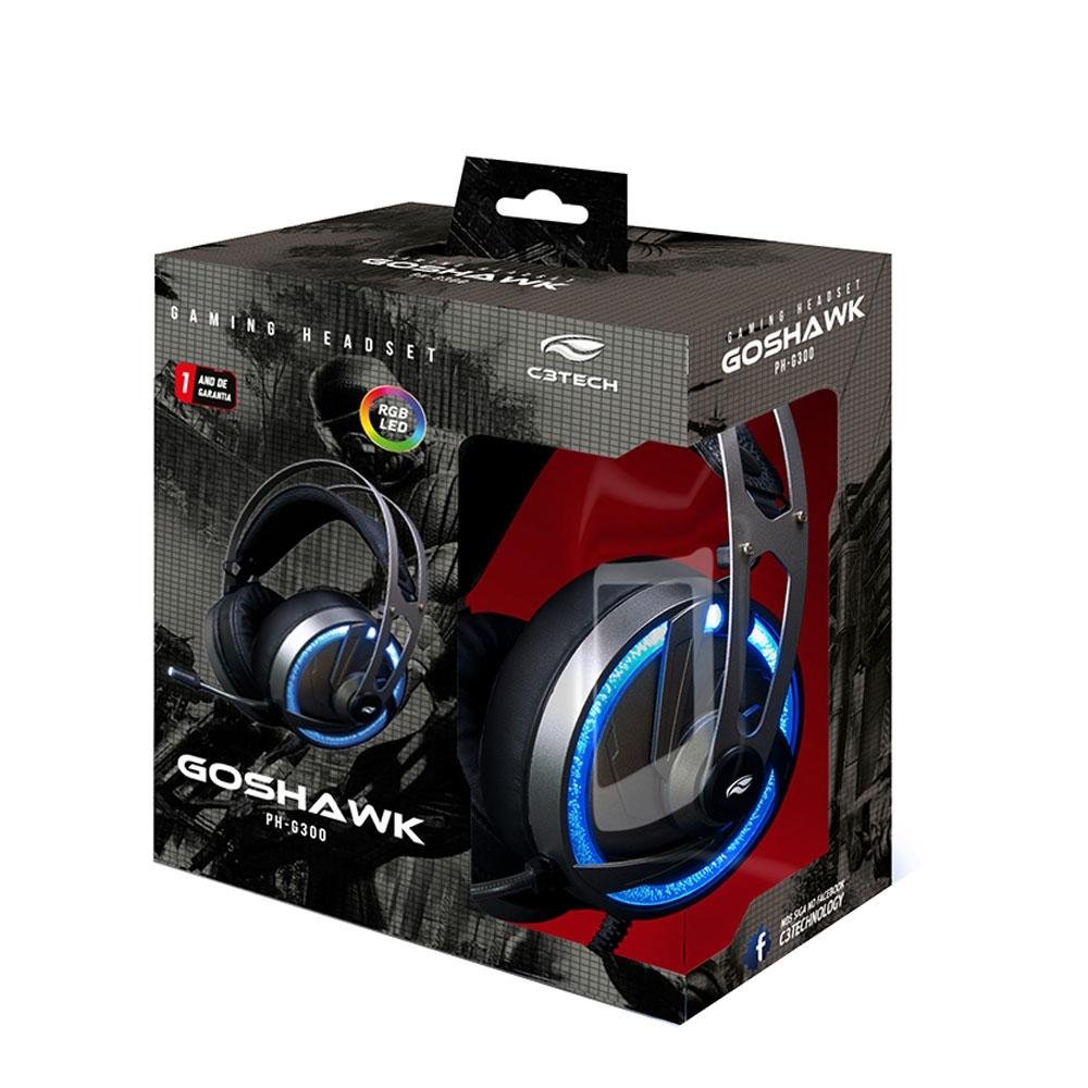 Imagem 5 de 5 do produto Headset Gamer C3 Tech P2 e USB, Preto RGB Goshawk PH-G300SI