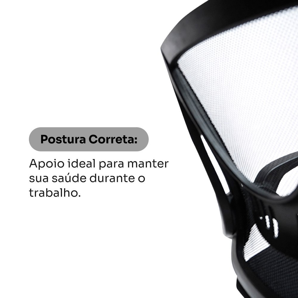 Cadeira de Escritório Balão.info First, Braço Retrátil, Até 120kg, Mesh, Reclínio Até 100º, Butterfly, Ajuste de Altura, Preto - HCO100PT - view 4