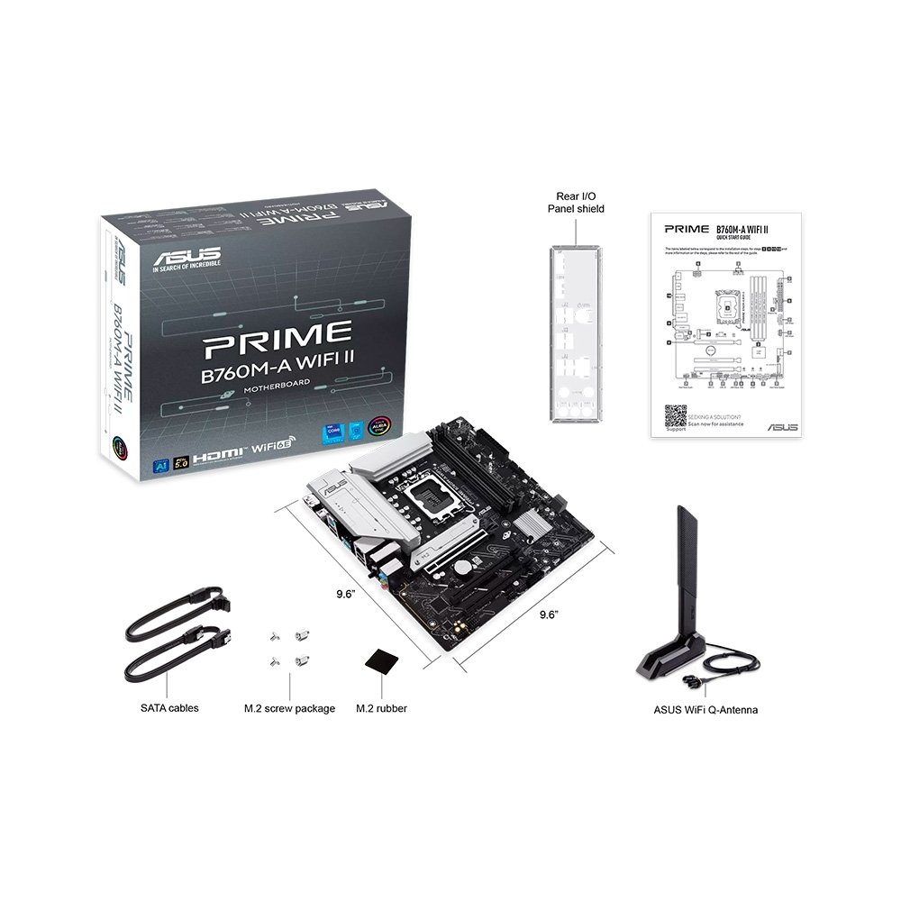 Imagem 10 de 10 do produto Placa-Mãe ASUS PRIME B760M-A WIFI II, Intel LGA 1700, mATX, DDR5, PCIe 5, Wi-fi 6E, Preto - 90MB1NF0-M0EAY0