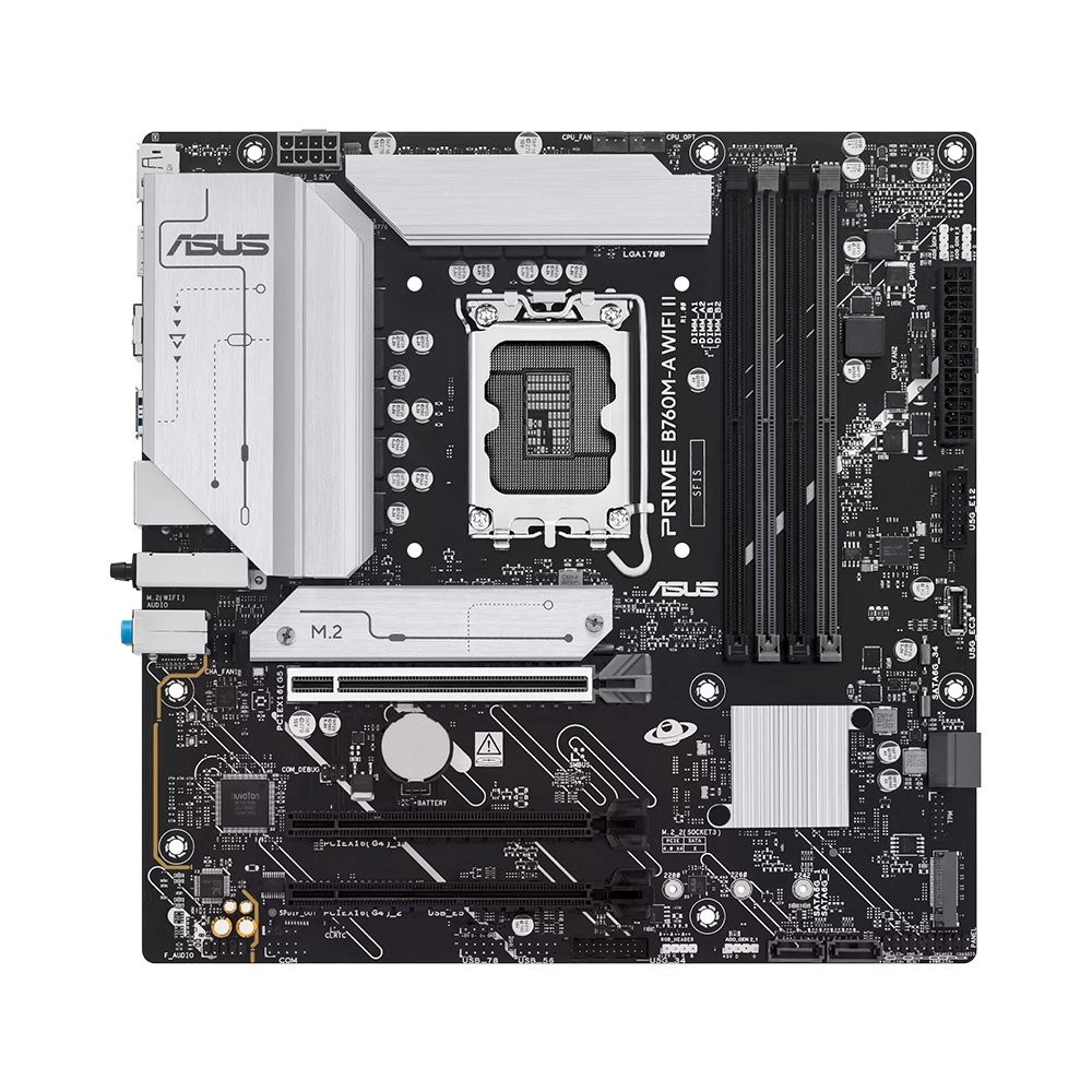 Imagem 2 de 10 do produto Placa-Mãe ASUS PRIME B760M-A WIFI II, Intel LGA 1700, mATX, DDR5, PCIe 5, Wi-fi 6E, Preto - 90MB1NF0-M0EAY0