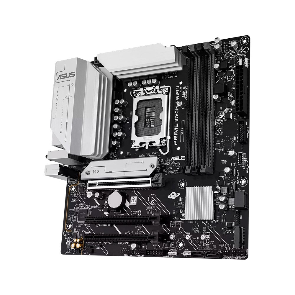 Imagem 3 de 10 do produto Placa-Mãe ASUS PRIME B760M-A WIFI II, Intel LGA 1700, mATX, DDR5, PCIe 5, Wi-fi 6E, Preto - 90MB1NF0-M0EAY0