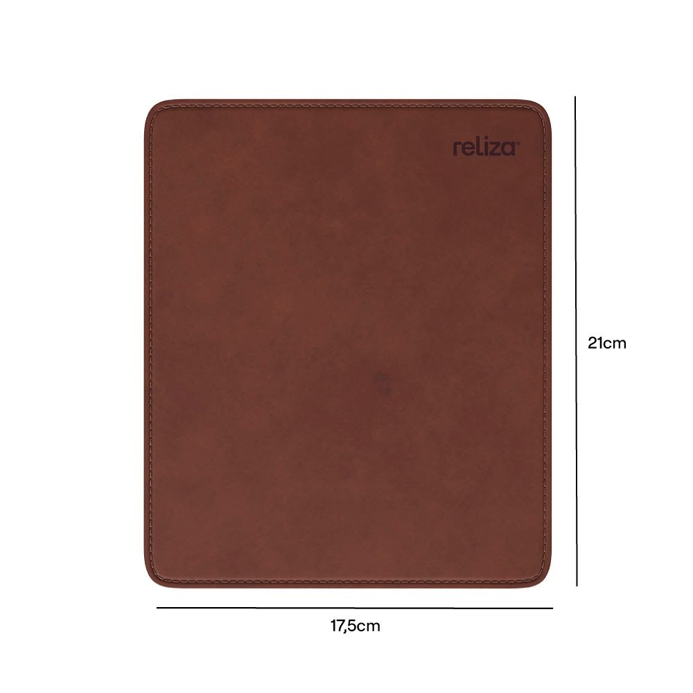 Imagem 2 de 3 do produto Mousepad Reliza, Retangular, Pequeno, 210x175mm, Courino Marrom - 10019