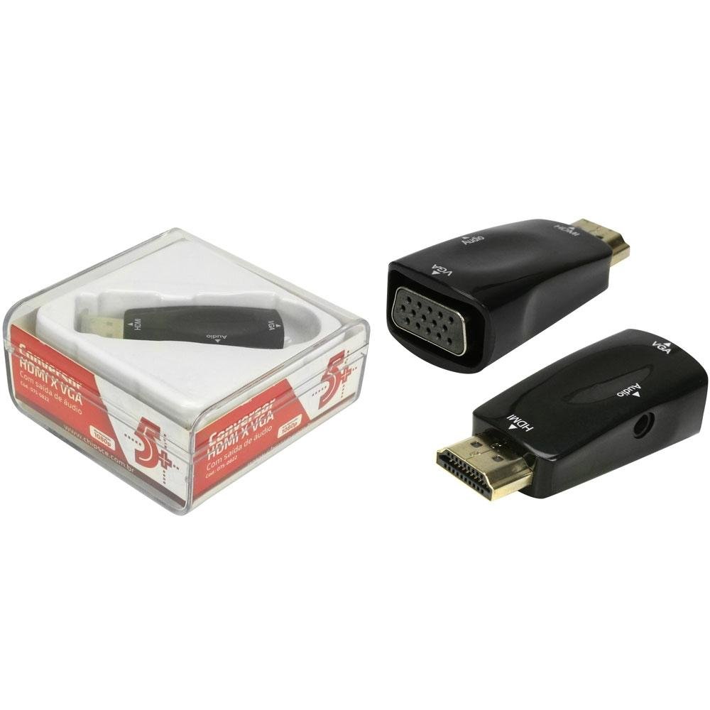 Conversor HDMI para VGA 5+, Saída R/L - 075-0822 Conversor HDMI para VGA 5+, Saída R/L - 075-0822