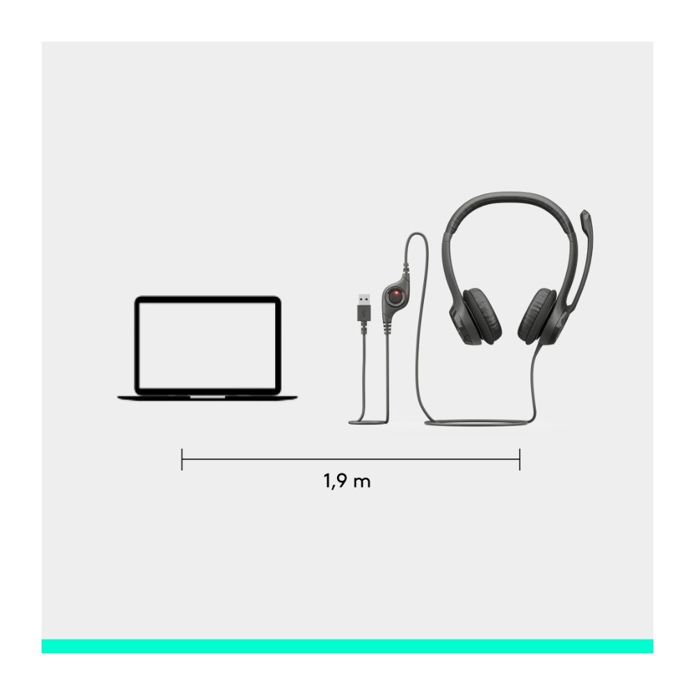 Headset com fio USB Logitech H390 com Almofadas, Controles de Áudio Integrado e Microfone com Redução de Ruído - 981-000014 - view 9