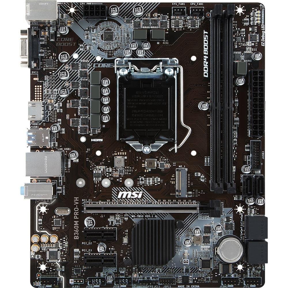 Placa-Mãe MSI B360M Pro-VH, Intel LGA 1151, mATX, DDR4 Placa-Mãe MSI B360M Pro-VH, Intel LGA 1151, mATX, DDR4