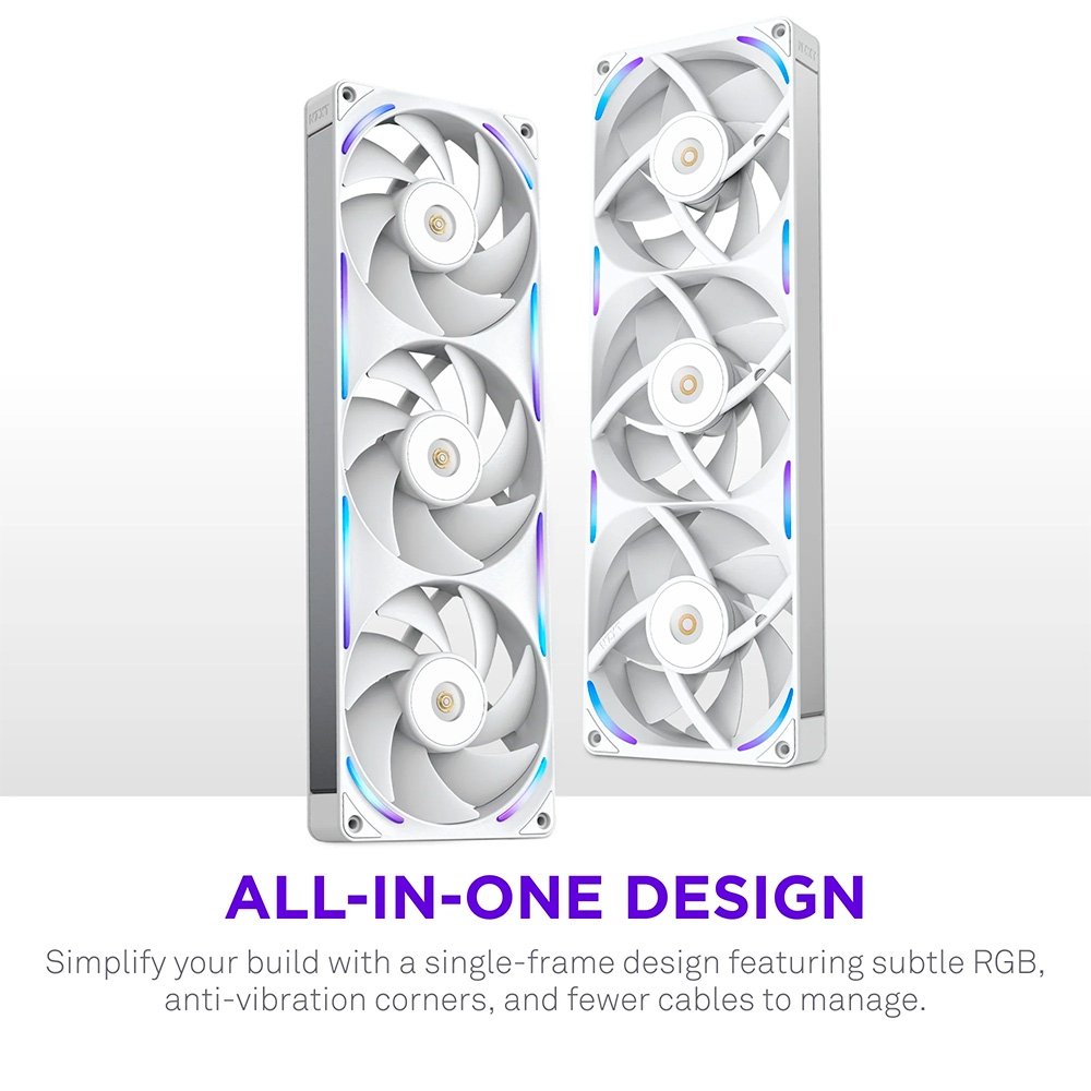 Imagem 4 de 9 do produto Ventoinha NZXT F360X Performance, 120mm, PWM, RGB, 3x Single-Frame, Branco - RF-U36PN-W1