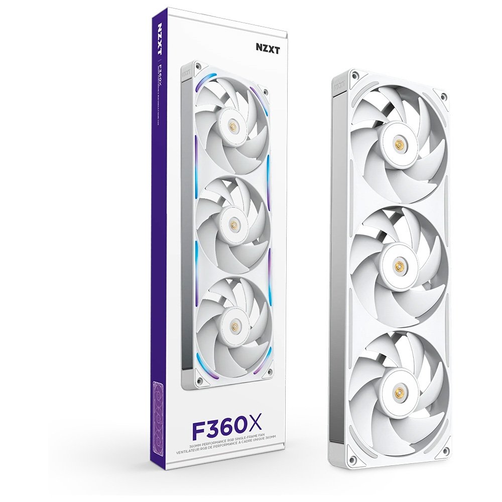 Imagem 2 de 9 do produto Ventoinha NZXT F360X Performance, 120mm, PWM, RGB, 3x Single-Frame, Branco - RF-U36PN-W1