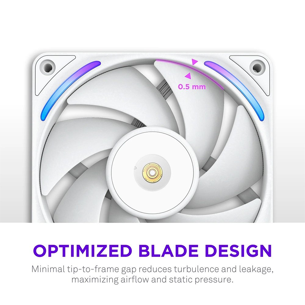 Imagem 8 de 9 do produto Ventoinha NZXT F360X Performance, 120mm, PWM, RGB, 3x Single-Frame, Branco - RF-U36PN-W1