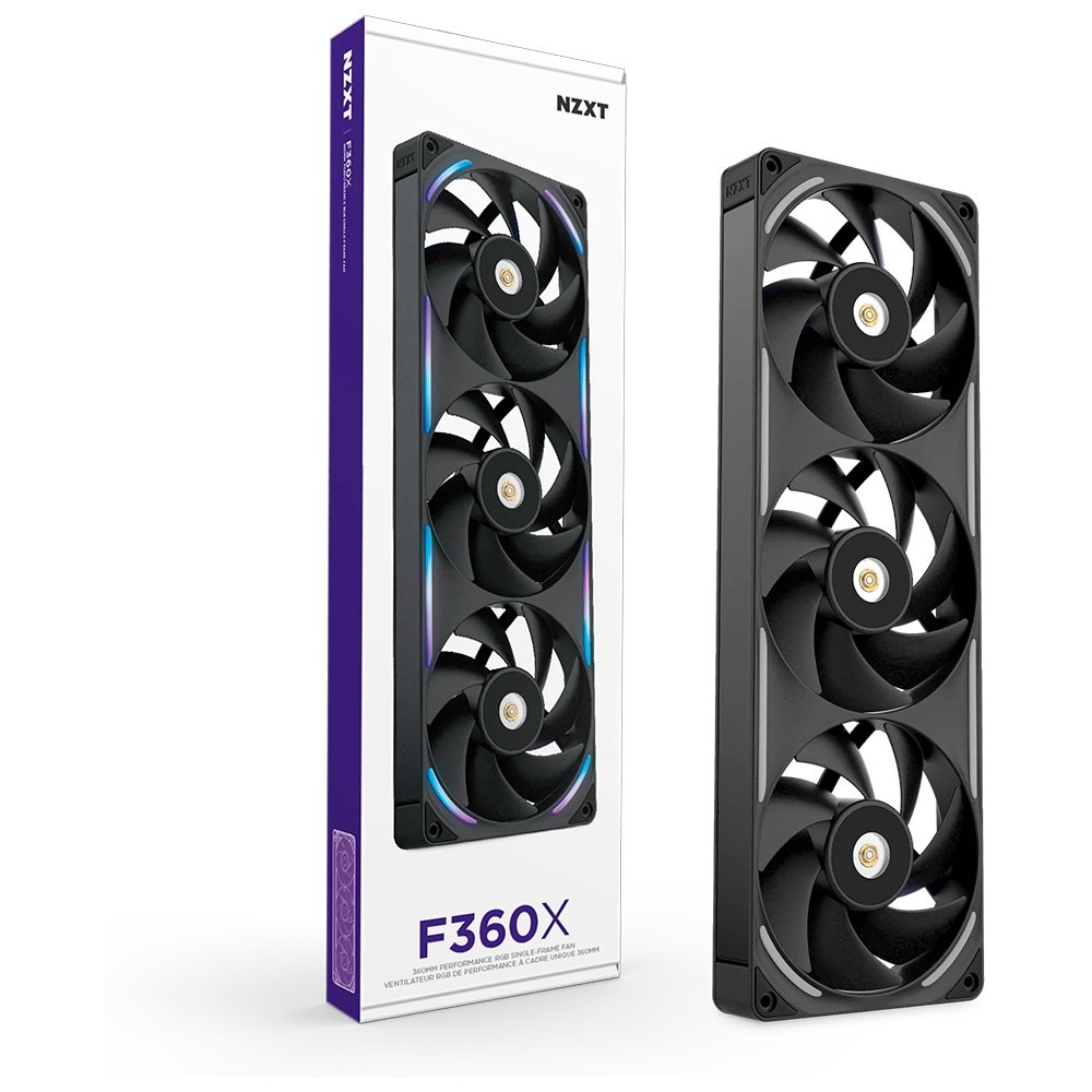 Imagem 2 de 10 do produto Ventoinha NZXT F360X Performance, 120mm, PWM, RGB, 3x Single-Frame, Preto - RF-U36PN-B1