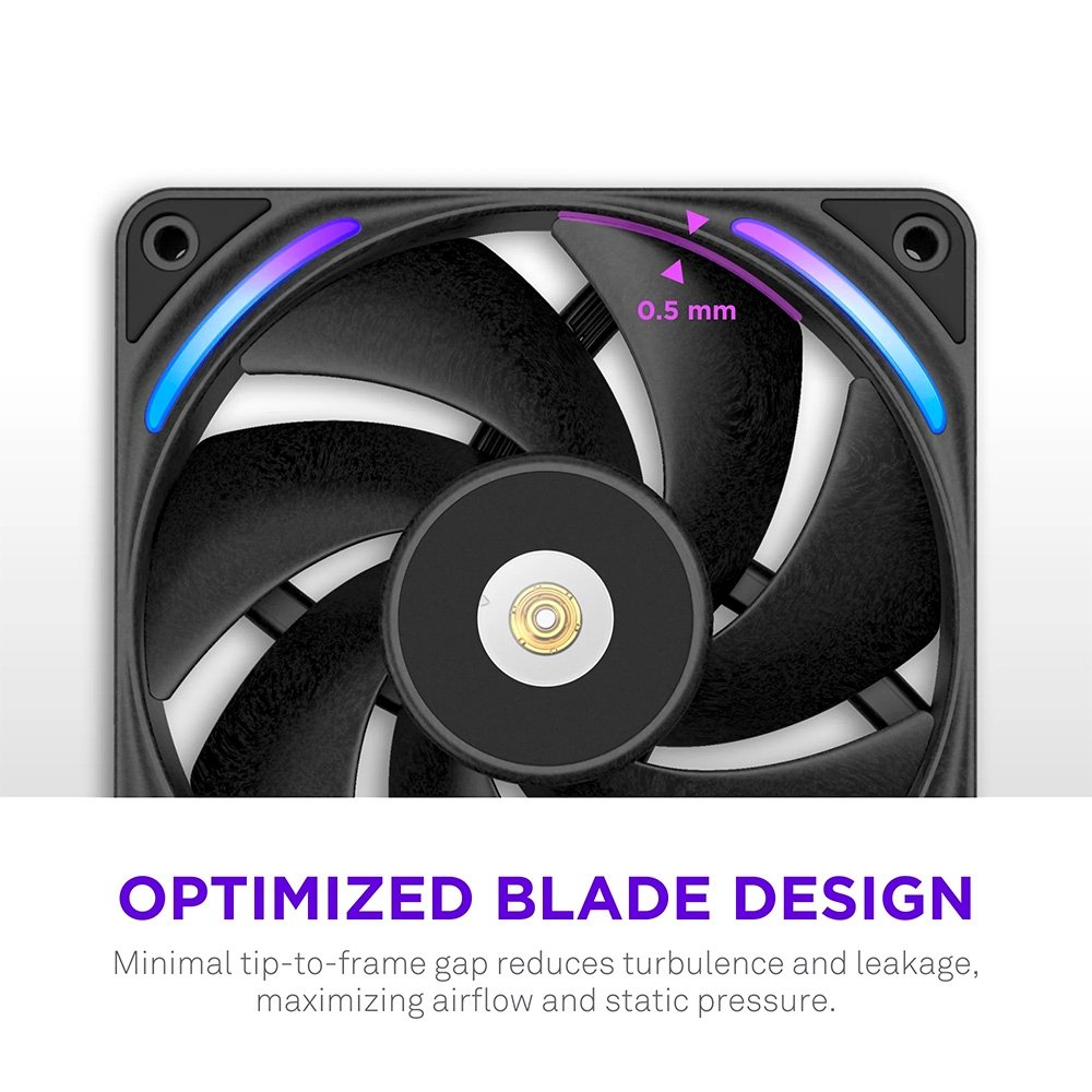 Imagem 5 de 10 do produto Ventoinha NZXT F360X Performance, 120mm, PWM, RGB, 3x Single-Frame, Preto - RF-U36PN-B1