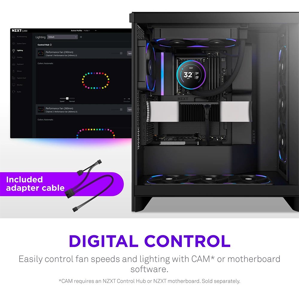 Imagem 8 de 10 do produto Ventoinha NZXT F240X Performance, 120mm, PWM, RGB, 2x Single-Frame, Preto - RF-U24PN-B1