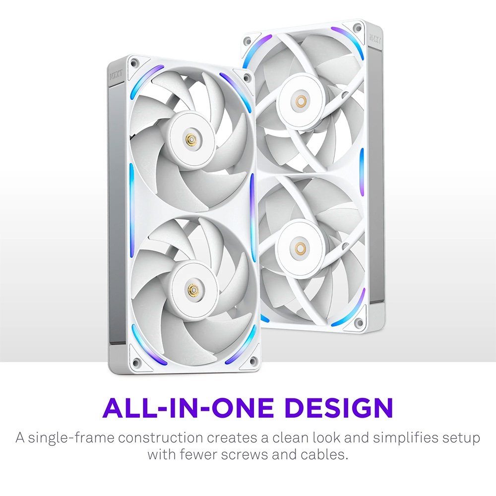 Ventoinha NZXT F240X Performance, 120mm, PWM, RGB, 2x Single-Frame, Branco - RF-U24PN-W1 - view 3