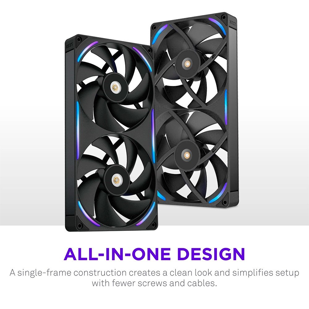 Imagem 3 de 10 do produto Ventoinha NZXT F280X Performance, 140mm, PWM, RGB, 2x Single-Frame, Preto - RF-U28PN-B1