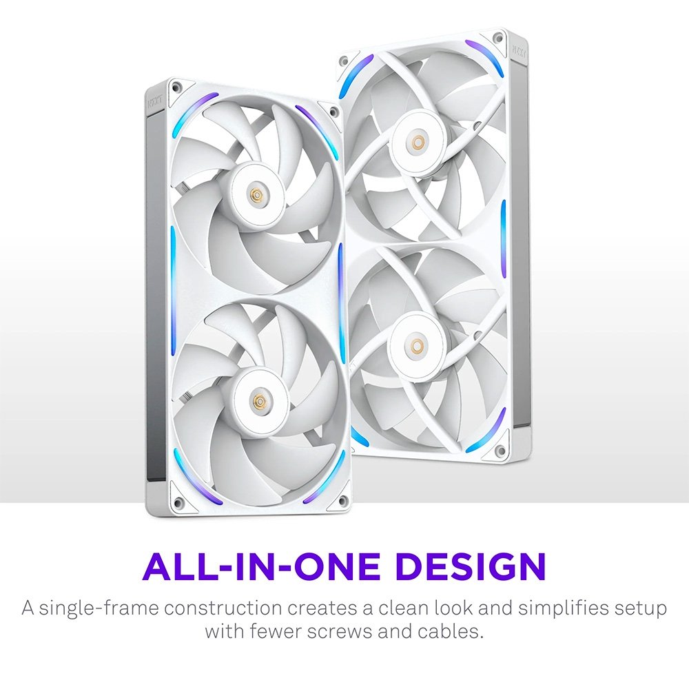 Imagem 3 de 10 do produto Ventoinha NZXT F280X Performance, 140mm, PWM, RGB, 2x Single-Frame, Branco - RF-U28PN-W1