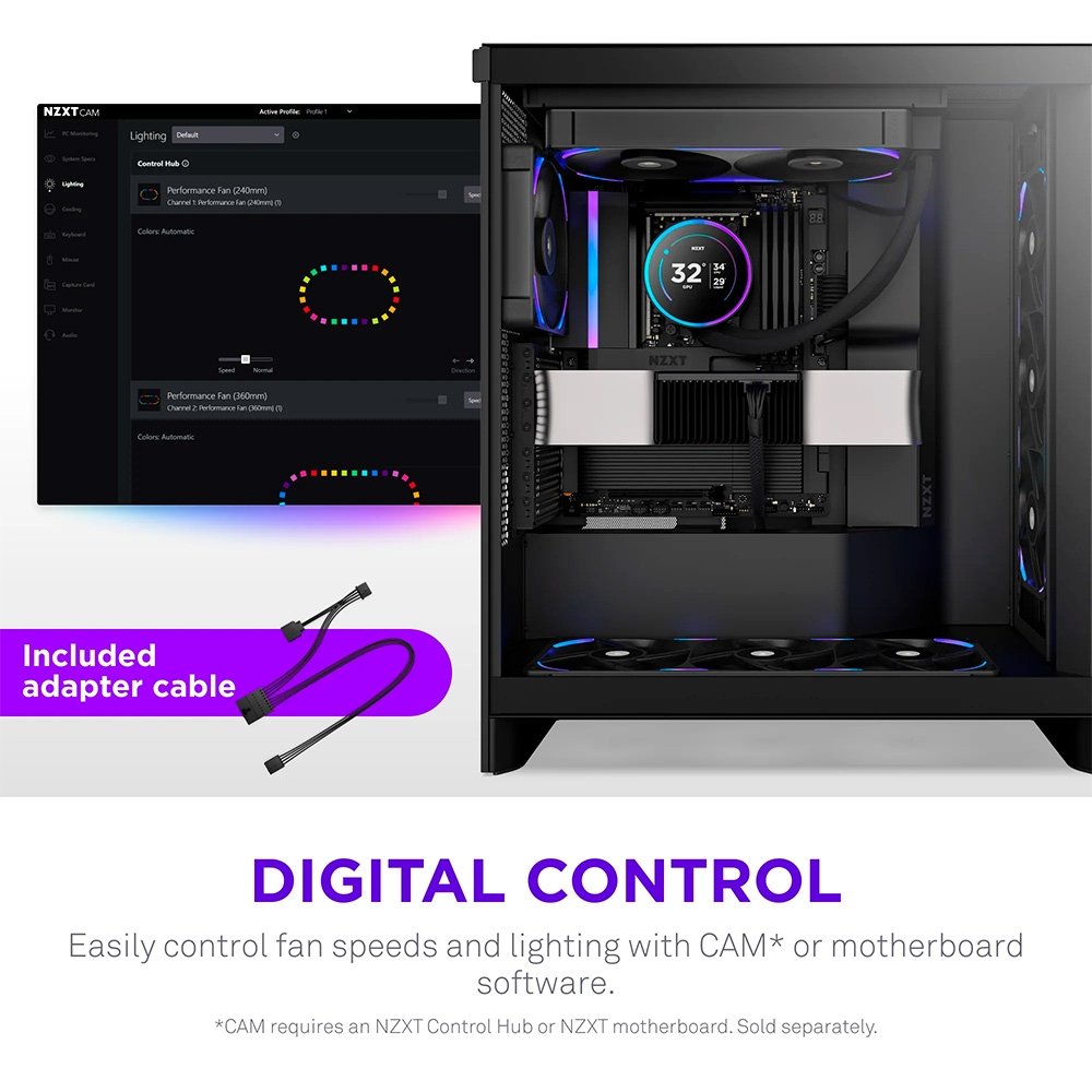 Ventoinha NZXT F140X Performance, 140mm, PWM, RGB, Preto - RF-U14PN-B1 - view 9