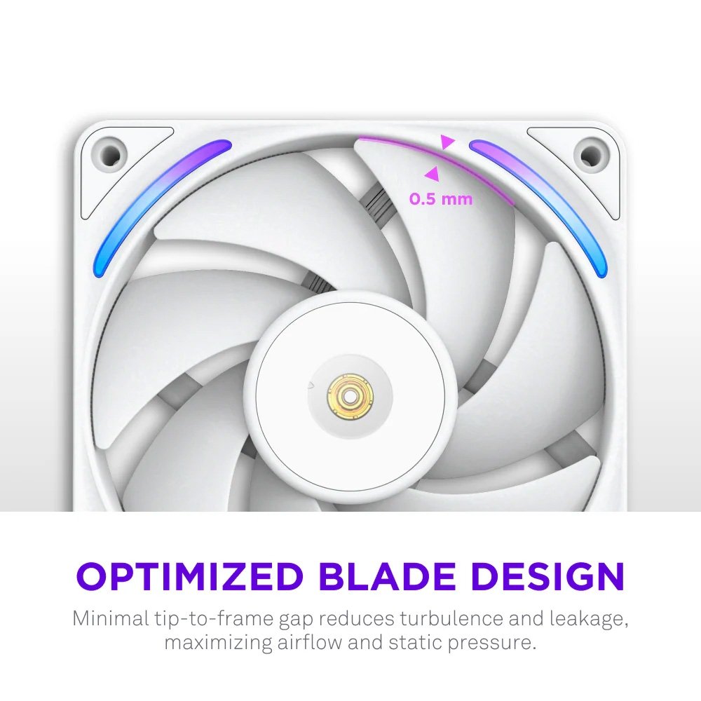Imagem 3 de 10 do produto Ventoinha NZXT F120X Performance, 120mm, PWM, RGB, Branco - RF-U12PN-W1