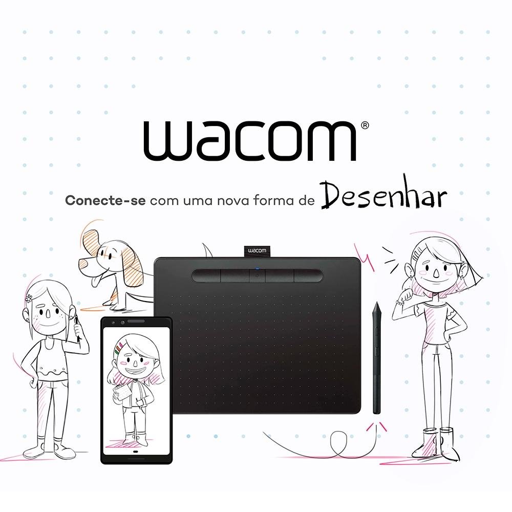 Mesa Digitalizadora Wacom Intuos, Pequena, Caneta Wacom Pen 4K, 2540 LPI, Preto - CTL4100 Mesa Digitalizadora Wacom Intuos, Pequena, Caneta Wacom Pen 4K, 2540 LPI, Preto - CTL4100