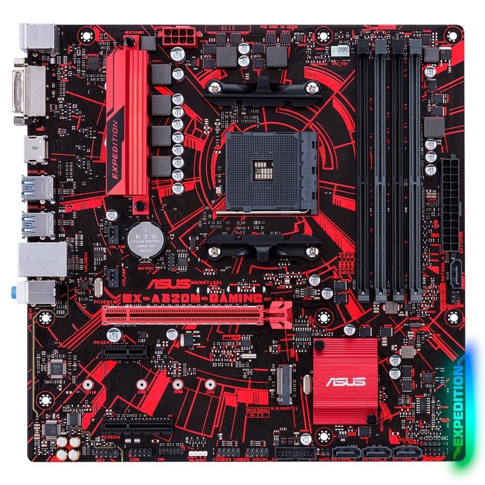 Imagem 3 de 8 do produto Placa-Mãe ASUS EX-A320M-Gaming, AMD AM4, mATX, DDR4, Preto