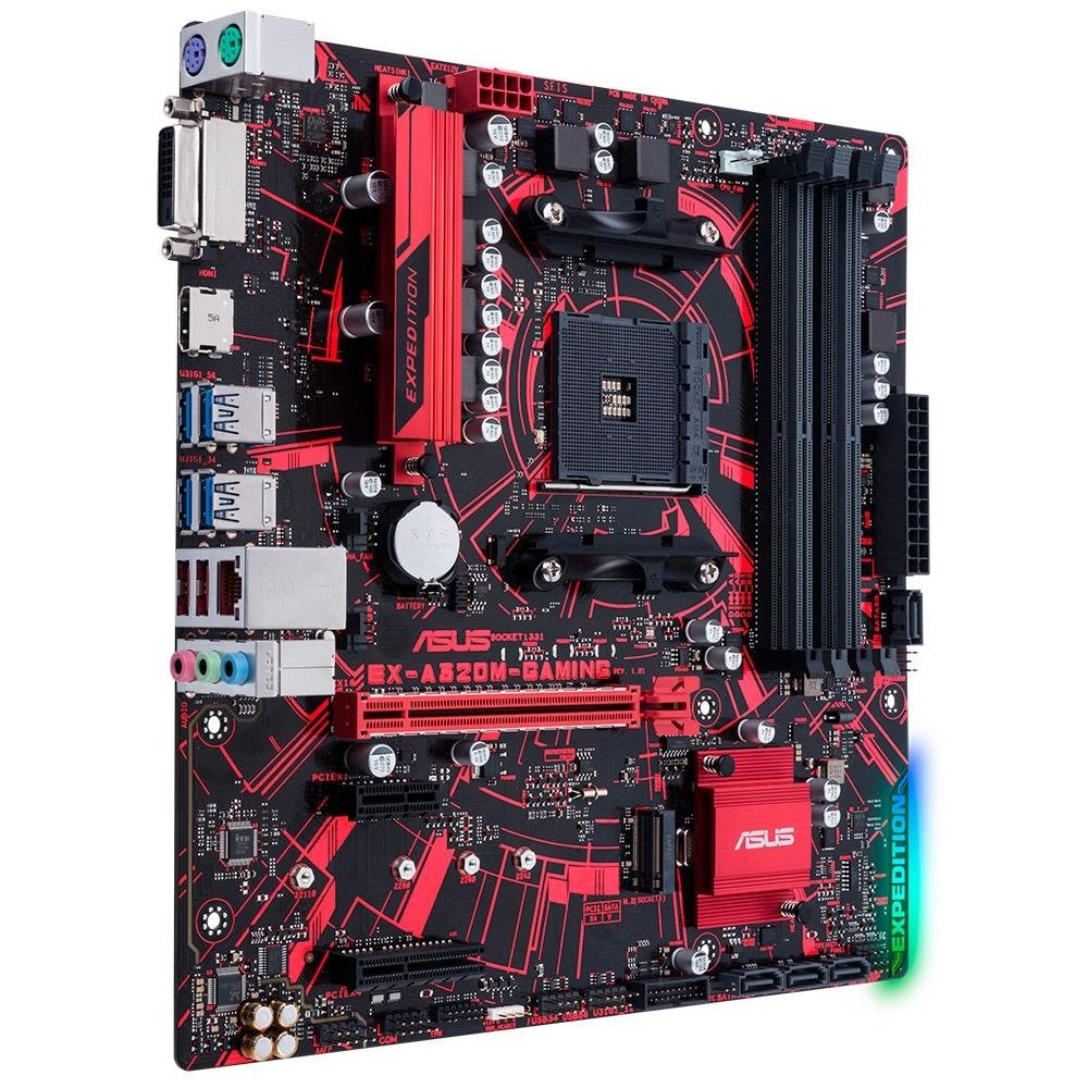Imagem 5 de 8 do produto Placa-Mãe ASUS EX-A320M-Gaming, AMD AM4, mATX, DDR4, Preto