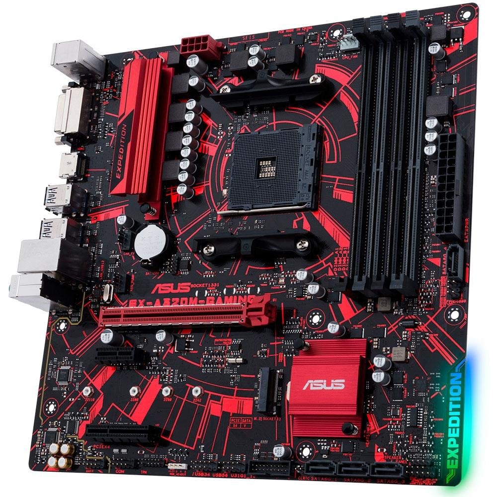 Imagem 4 de 8 do produto Placa-Mãe ASUS EX-A320M-Gaming, AMD AM4, mATX, DDR4, Preto